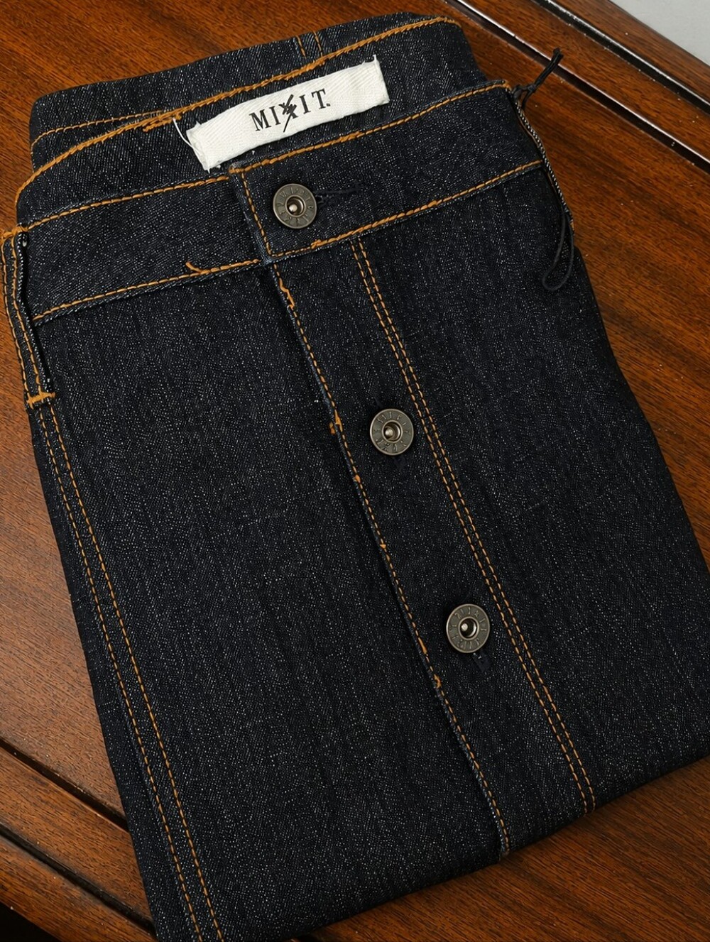Mixit Dark Indigo Denim Pencil Skirt with Contrast Stitching
